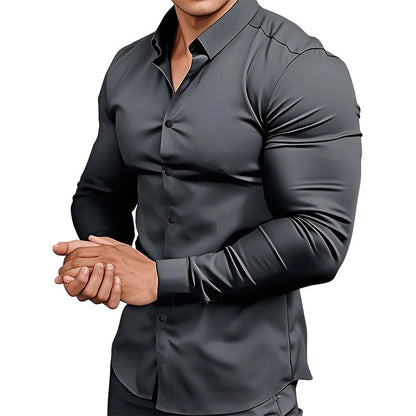 Chemise Unie pour Homme à Manches Longues
