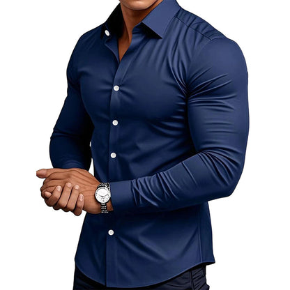 Chemise Unie pour Homme à Manches Longues
