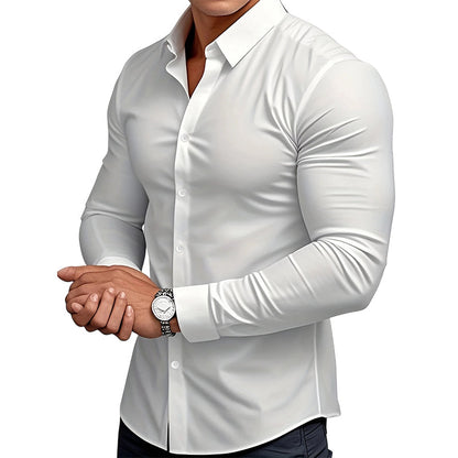 Chemise Unie pour Homme à Manches Longues