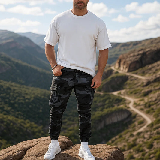 Pantalon cargo tactique pour homme - Imprimé camouflage militaire
