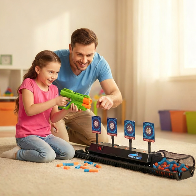 Jeu de tir interactif avec cibles mouvantes et auto-réinitialisation