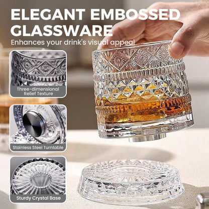 💎🥃 Verre à whisky rotatif à 360° – Verre tumbler rotatif en cristal de luxe