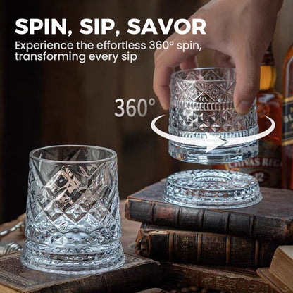 💎🥃 Verre à whisky rotatif à 360° – Verre tumbler rotatif en cristal de luxe
