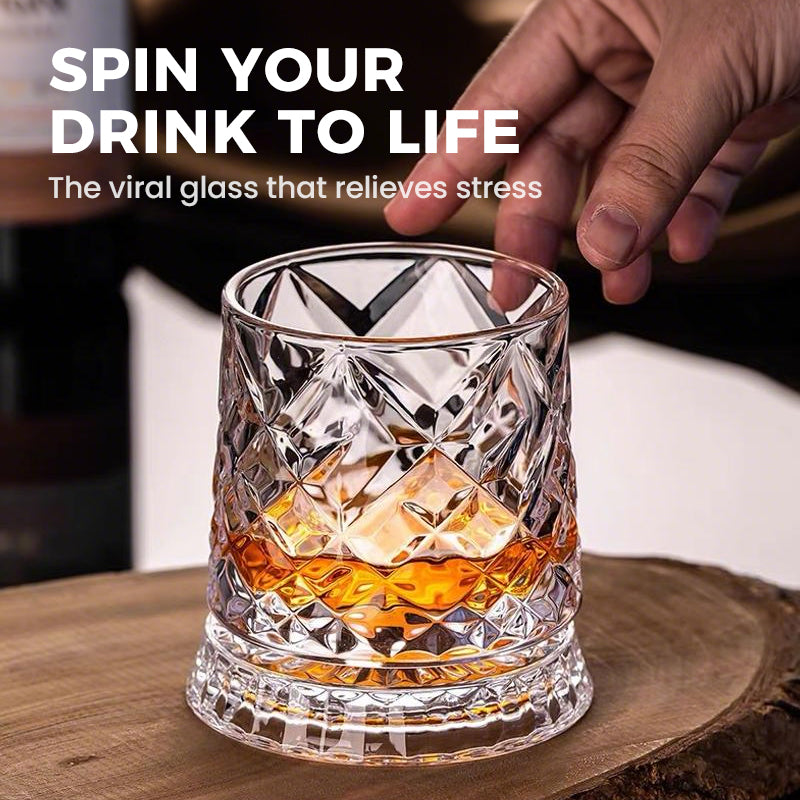 💎🥃 Verre à whisky rotatif à 360° – Verre tumbler rotatif en cristal de luxe