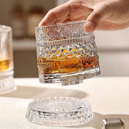💎🥃 Verre à whisky rotatif à 360° – Verre tumbler rotatif en cristal de luxe