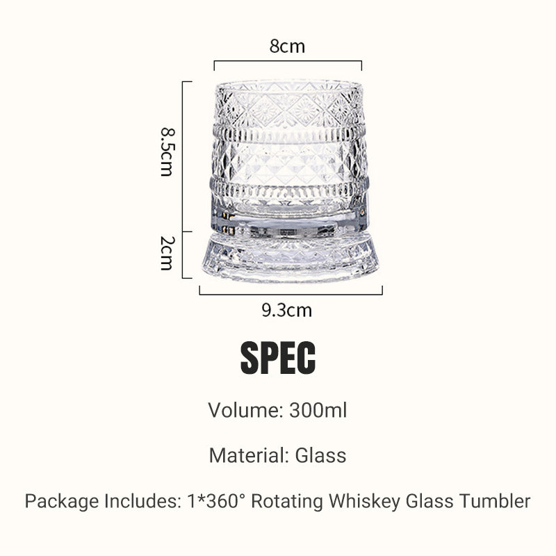 💎🥃 Verre à whisky rotatif à 360° – Verre tumbler rotatif en cristal de luxe