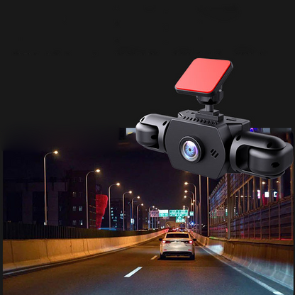 Dashcam Professionnelle 360° - 4 Objectifs pour Vue Totale - Vision Nocturne Full HD & Enregistrement en Boucle