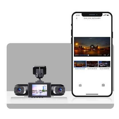 Dashcam Professionnelle 360° - 4 Objectifs pour Vue Totale - Vision Nocturne Full HD & Enregistrement en Boucle
