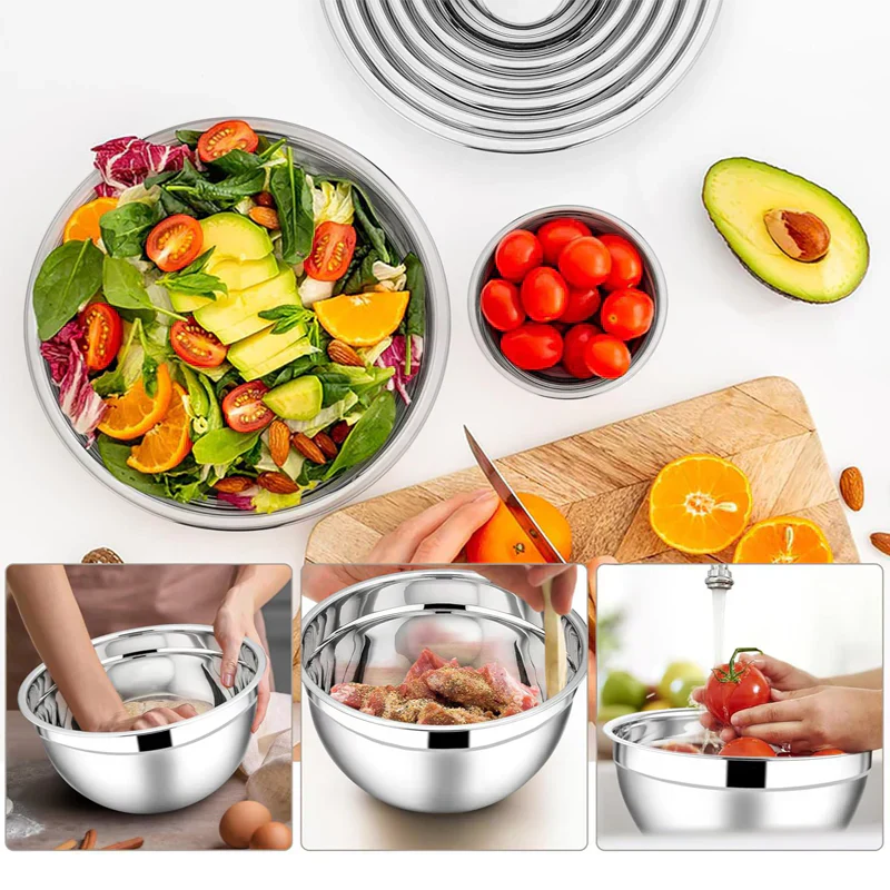 Ensemble de bols en acier inoxydable – Le set de cuisine polyvalent pour la préparation, la pâtisserie et la conservation