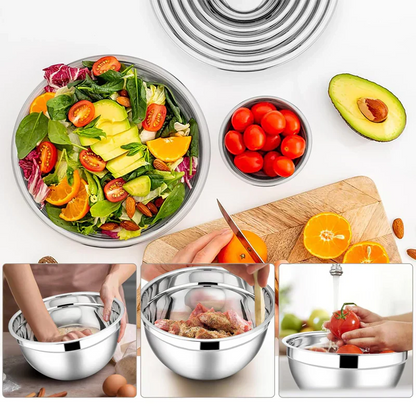 Ensemble de bols en acier inoxydable – Le set de cuisine polyvalent pour la préparation, la pâtisserie et la conservation