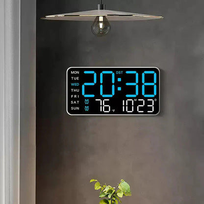 Grande horloge murale numérique avec affichage LED – Horloge électronique moderne avec date et température