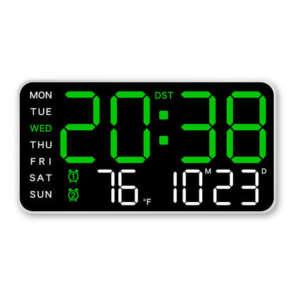 Grande horloge murale numérique avec affichage LED – Horloge électronique moderne avec date et température
