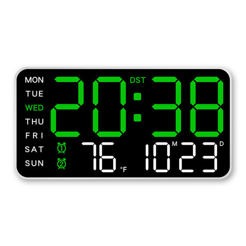 Grande horloge murale numérique avec affichage LED – Horloge électronique moderne avec date et température
