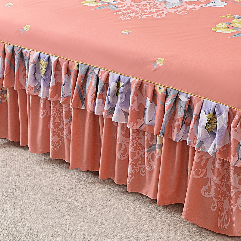 Cache-sommier de luxe – Ensemble 3 pièces met 2 taies d’oreiller & doubles volants (Housse de sommier)