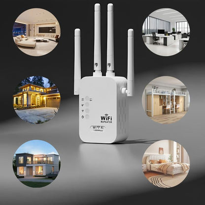 Répéteur WiFi 1200 Mbps - Amplificateur WiFi Double Bande (5 GHz & 2,4 GHz) - Avec Port Ethernet & Fonction WPS