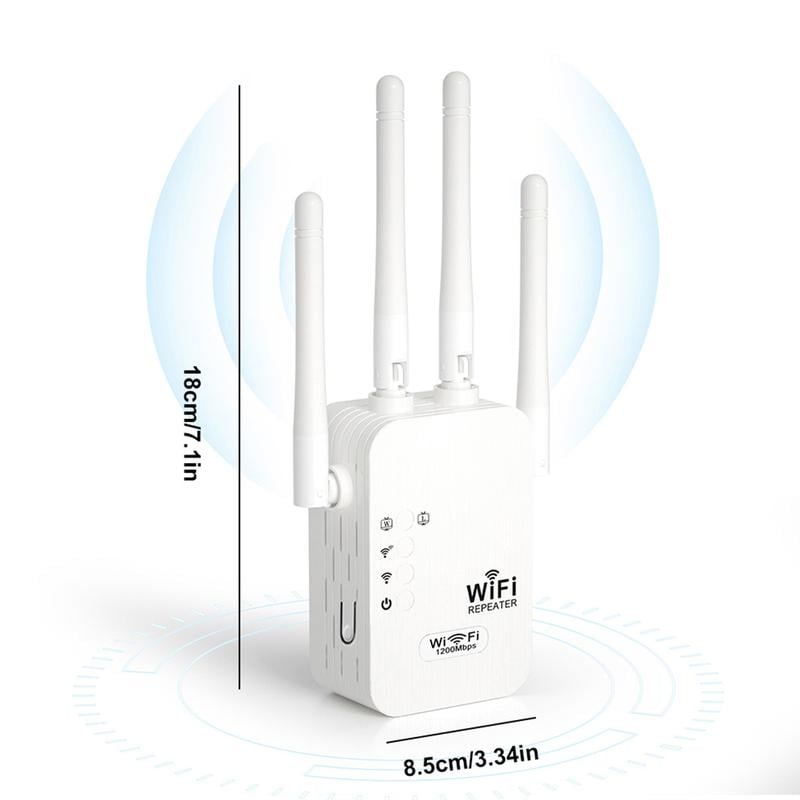 Répéteur WiFi 1200 Mbps - Amplificateur WiFi Double Bande (5 GHz & 2,4 GHz) - Avec Port Ethernet & Fonction WPS
