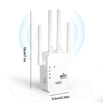 Répéteur WiFi 1200 Mbps - Amplificateur WiFi Double Bande (5 GHz & 2,4 GHz) - Avec Port Ethernet & Fonction WPS
