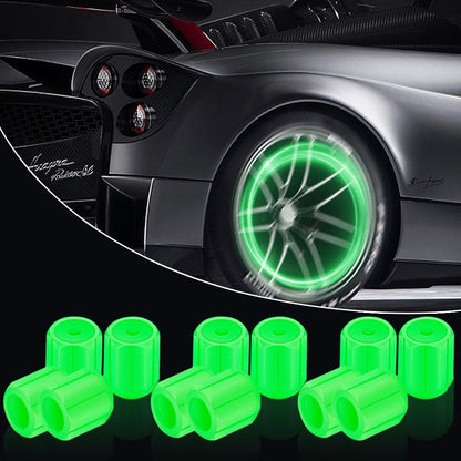 Bouchons de valve phosphorescents - Lumineux - Pour vélo, voiture et moto