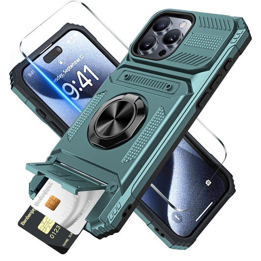 Coque antichoc pour iPhone avec porte-cartes et bague de maintien intégrée
