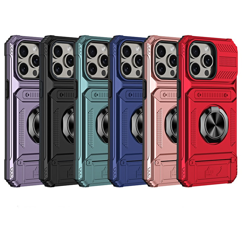 Coque antichoc pour iPhone avec porte-cartes et bague de maintien intégrée