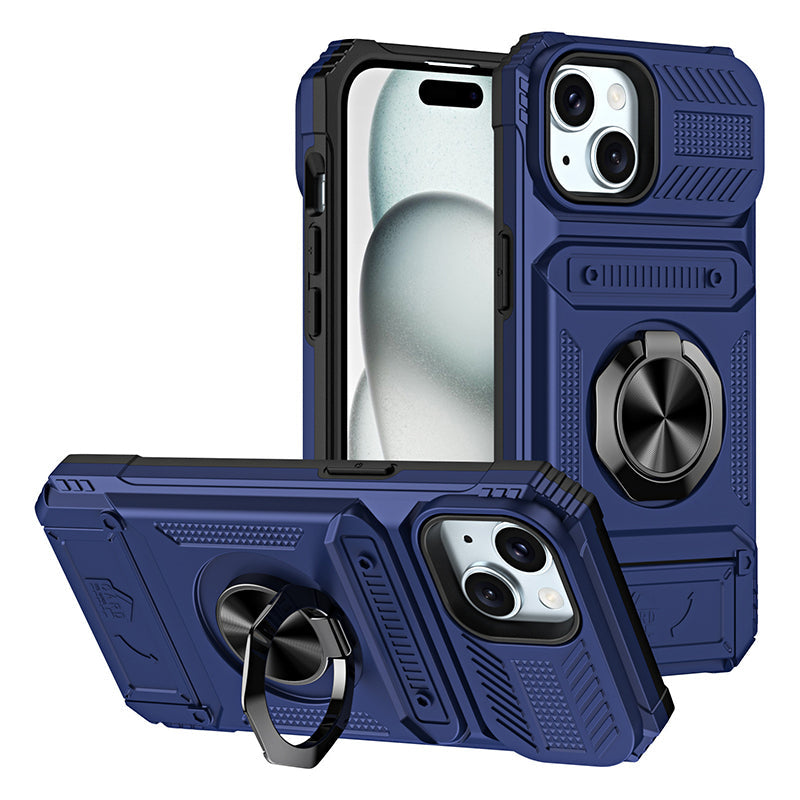 Coque antichoc pour iPhone avec porte-cartes et bague de maintien intégrée