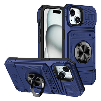 Coque antichoc pour iPhone avec porte-cartes et bague de maintien intégrée