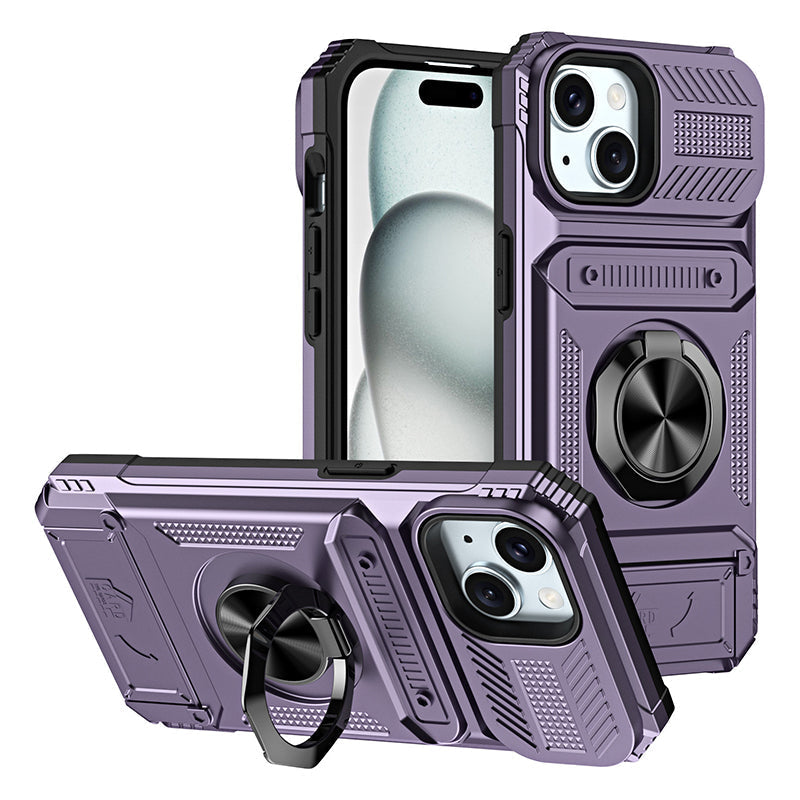 Coque antichoc pour iPhone avec porte-cartes et bague de maintien intégrée