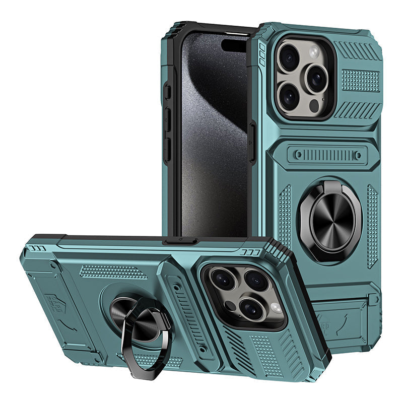 Coque antichoc pour iPhone avec porte-cartes et bague de maintien intégrée