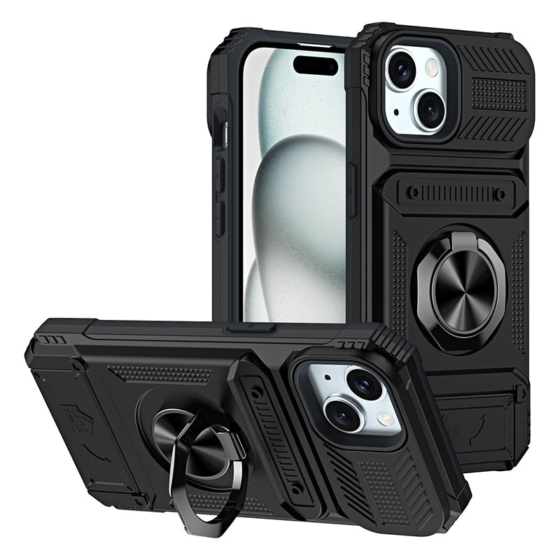 Coque antichoc pour iPhone avec porte-cartes et bague de maintien intégrée