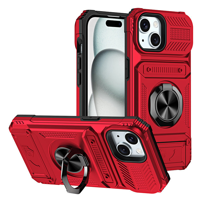 Coque antichoc pour iPhone avec porte-cartes et bague de maintien intégrée