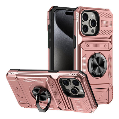 Coque antichoc pour iPhone avec porte-cartes et bague de maintien intégrée