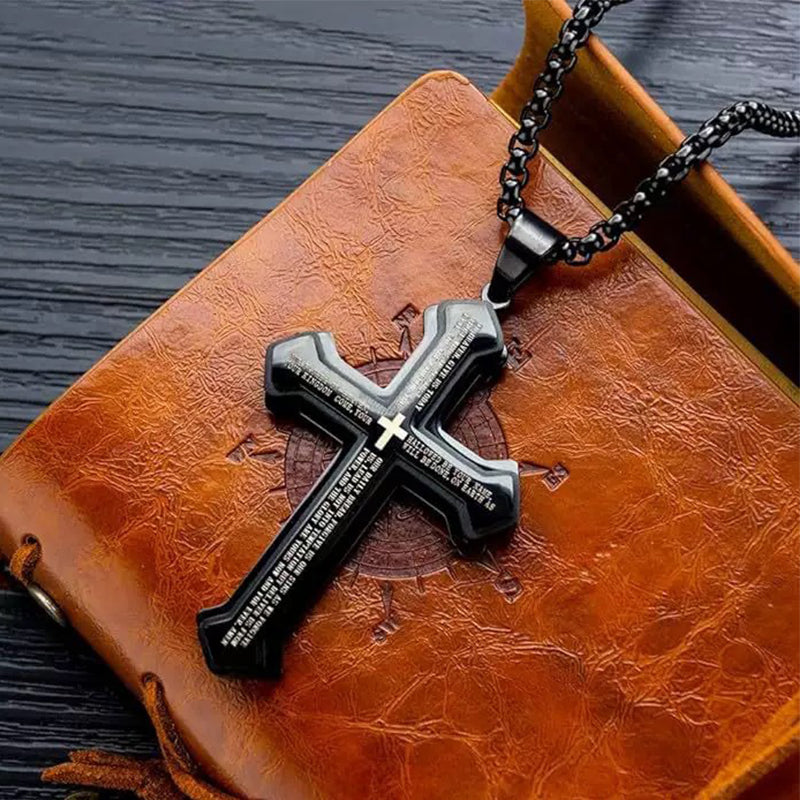 📢📢 50% DE RÉDUCTION !! ⏰ Collier croix Notre Père pour homme