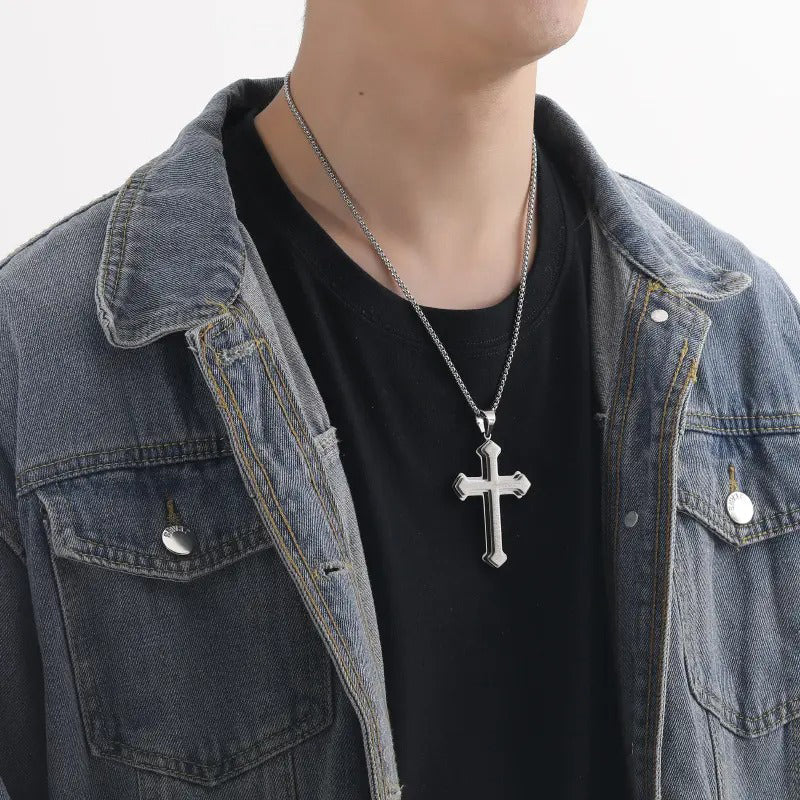 📢📢 50% DE RÉDUCTION !! ⏰ Collier croix Notre Père pour homme
