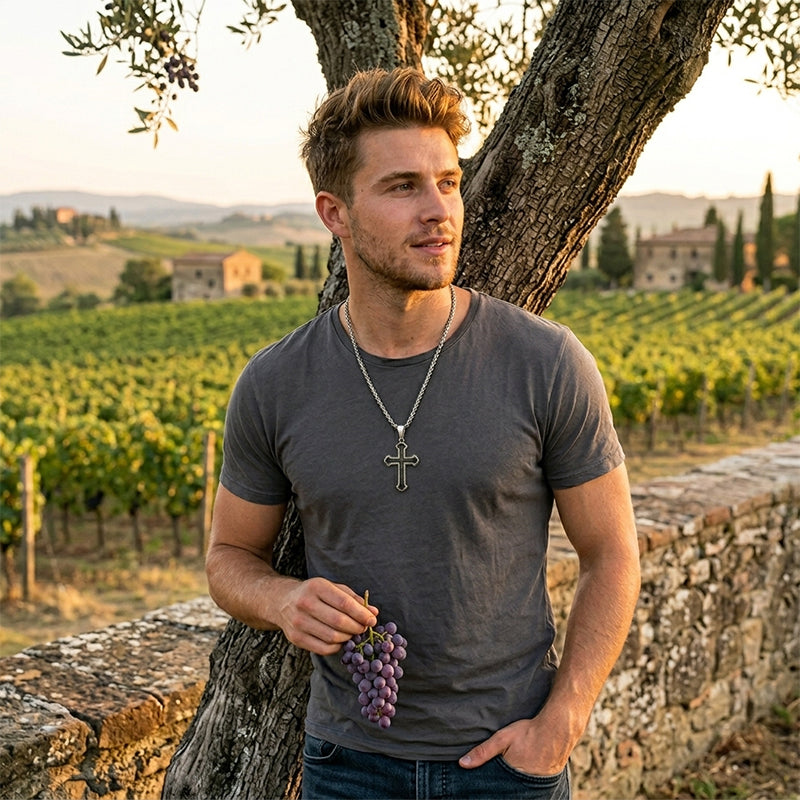 📢📢 50% DE RÉDUCTION !! ⏰ Collier croix Notre Père pour homme
