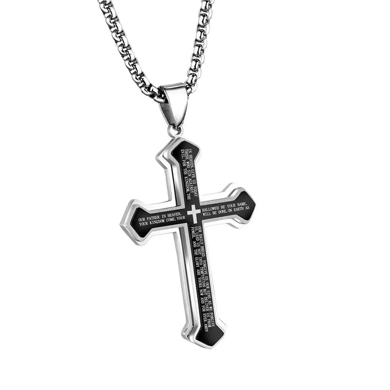 📢📢 50% DE RÉDUCTION !! ⏰ Collier croix Notre Père pour homme