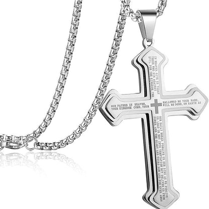 📢📢 50% DE RÉDUCTION !! ⏰ Collier croix Notre Père pour homme