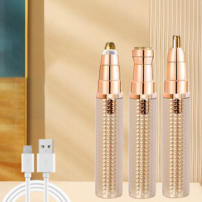 💈 Tondeuse à sourcils électrique 3-en-1 – Têtes interchangeables pour sourcils, visage et finitions – Design unisexe pour rester soigné n'importe où et n'importe quand