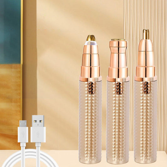 💈 Tondeuse à sourcils électrique 3-en-1 – Têtes interchangeables pour sourcils, visage et finitions – Design unisexe pour rester soigné n'importe où et n'importe quand
