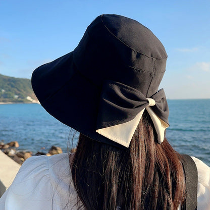 🎀 Chapeau de soleil pliable à large bord avec nœud pour femme