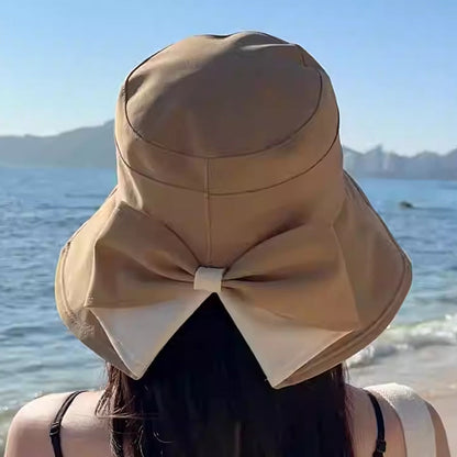 🎀 Chapeau de soleil pliable à large bord avec nœud pour femme