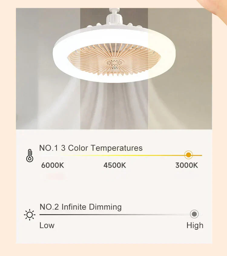 Ventilateur de plafond LED avec télécommande – Silencieux, 3 modes d'éclairage, économe en énergie 🌀