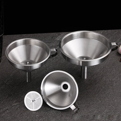 Entonnoir filtrant en acier inoxydable – Filtre à mailles fines gratuit inclus