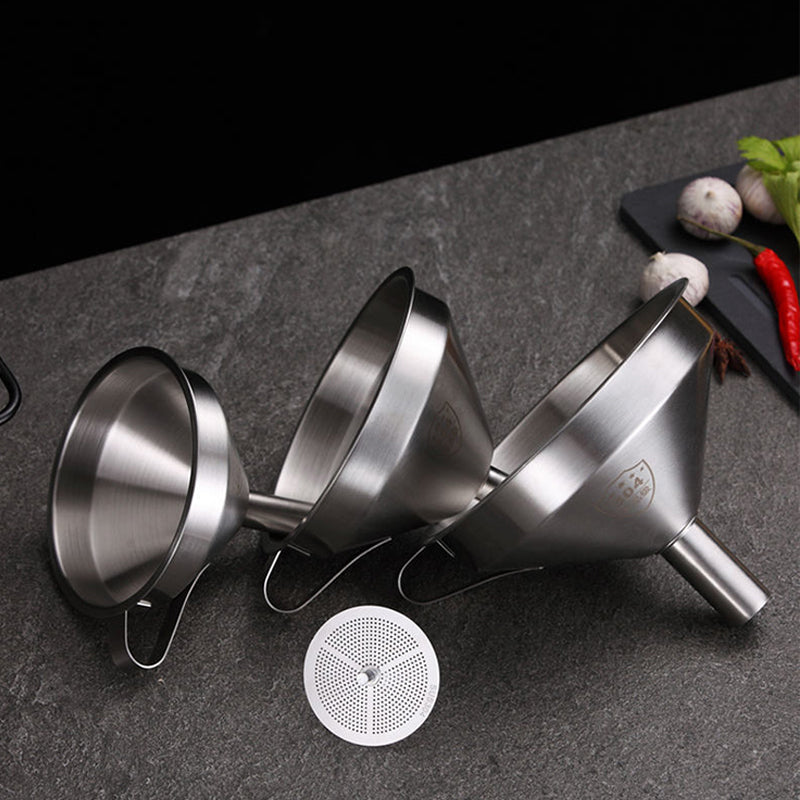Entonnoir filtrant en acier inoxydable – Filtre à mailles fines gratuit inclus