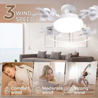 Nouveau ventilateur de plafond E27 avec éclairage – Lampe ventilateur LED silencieuse 2-en-1