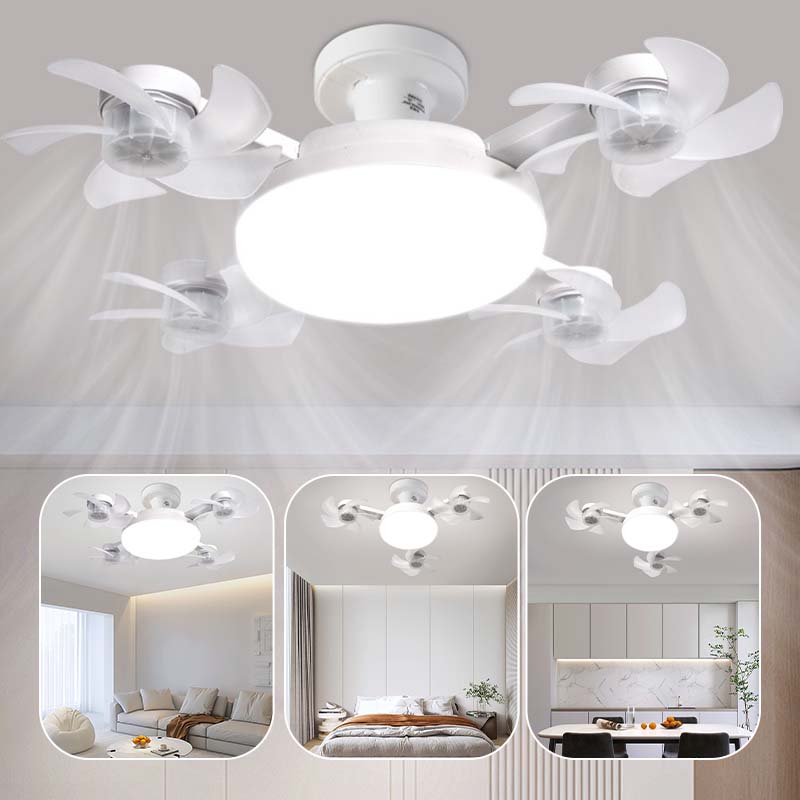Nouveau ventilateur de plafond E27 avec éclairage – Lampe ventilateur LED silencieuse 2-en-1