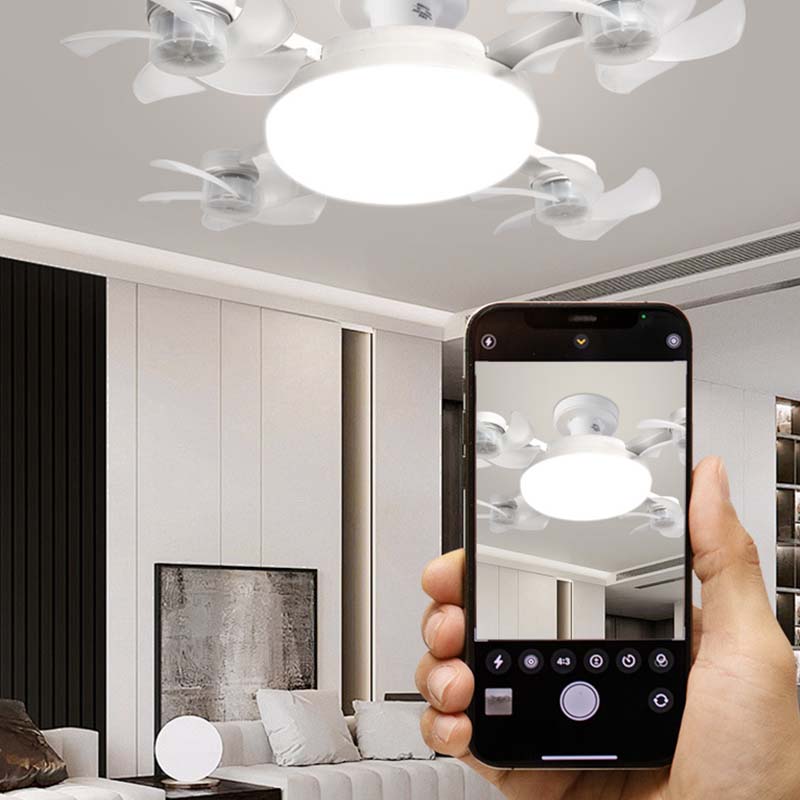 Nouveau ventilateur de plafond E27 avec éclairage – Lampe ventilateur LED silencieuse 2-en-1