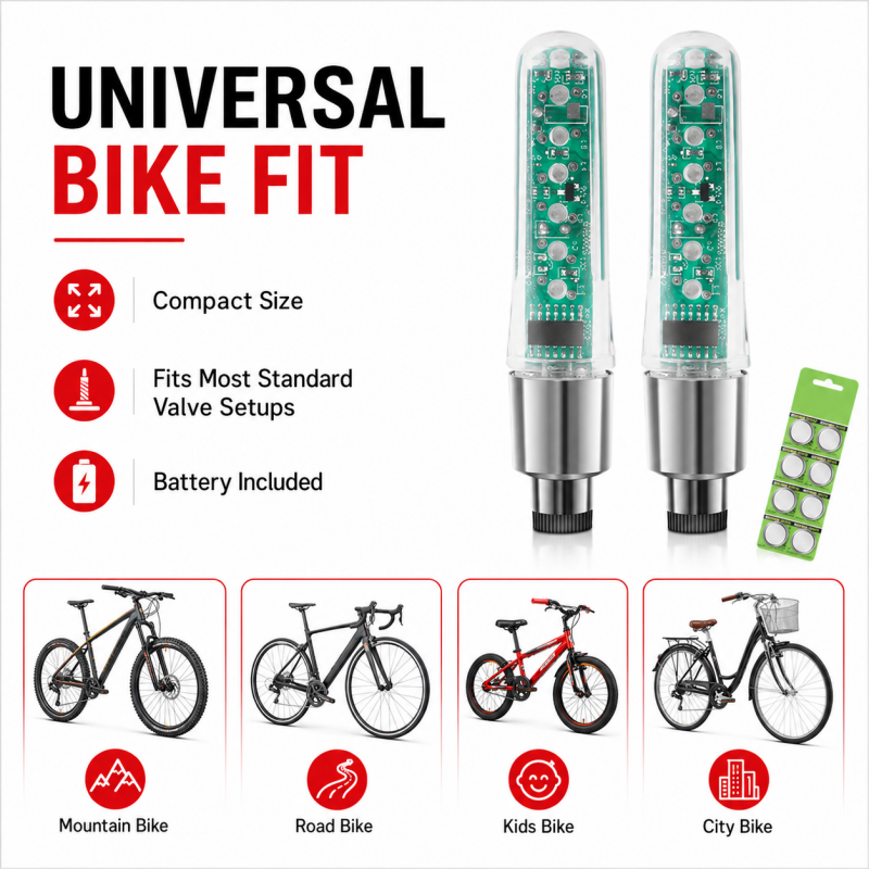 Lumière étanche pour valve de vélo