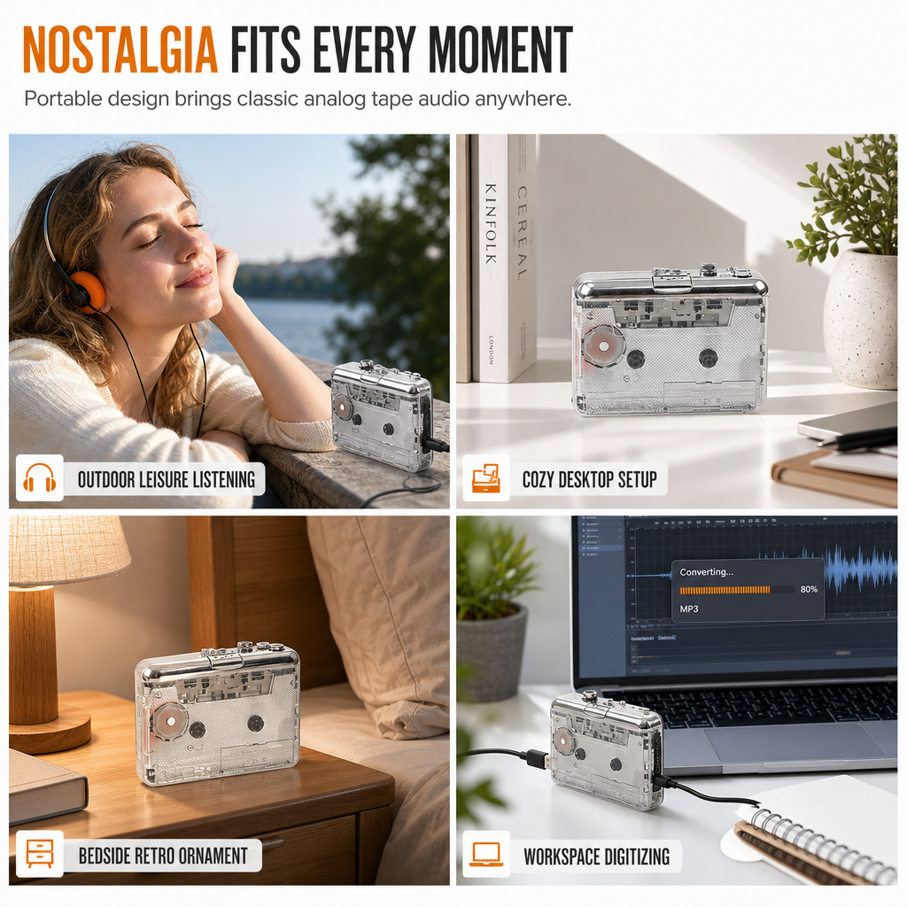 Lecteur de cassettes transparent – Anciennes cassettes, nouvelle vie !