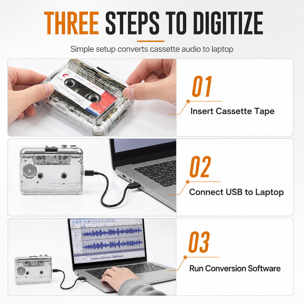 Lecteur de cassettes transparent – Anciennes cassettes, nouvelle vie !