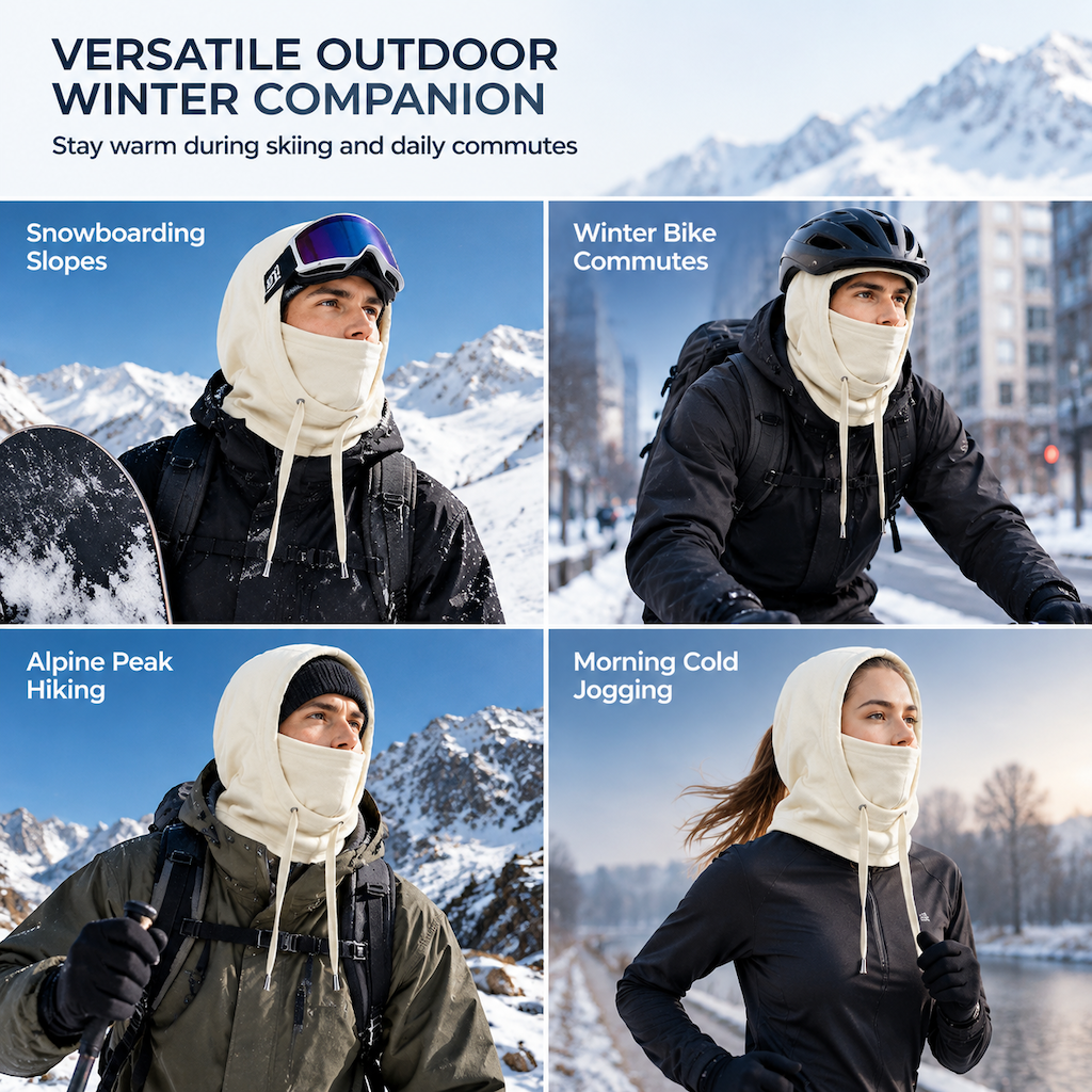 Cagoule polaire chaude et masque tempête pour le vélo et le ski